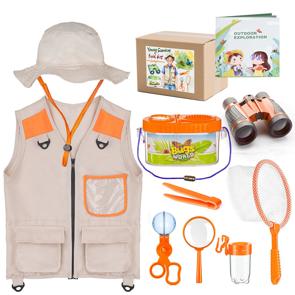 Breathable khaki explorer hat for kids, ideal for outdoor adventures.