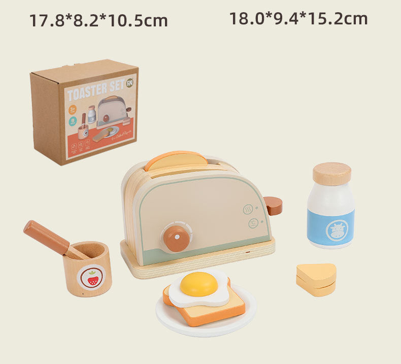 Children role-play kitchen toy set made from smooth natural wood