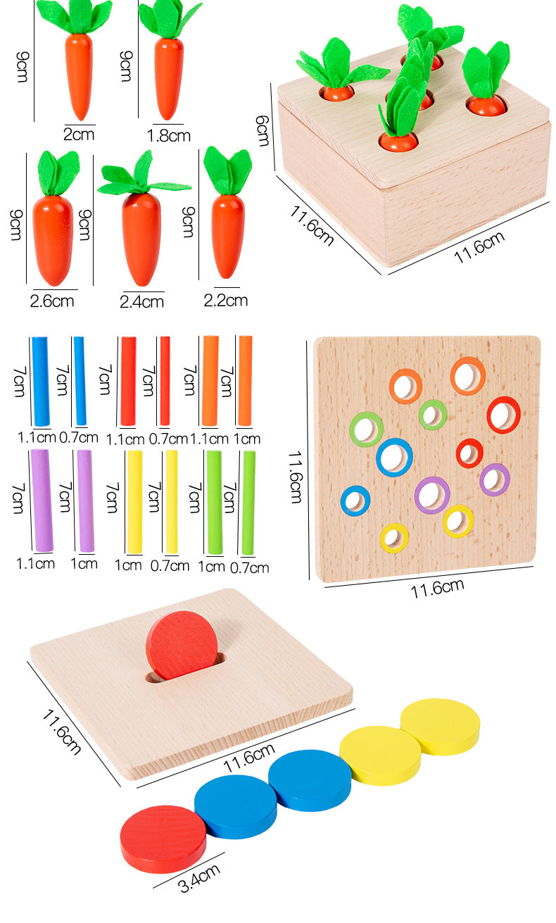 Montessori toy set with foldable storage box and colorful interactive lids