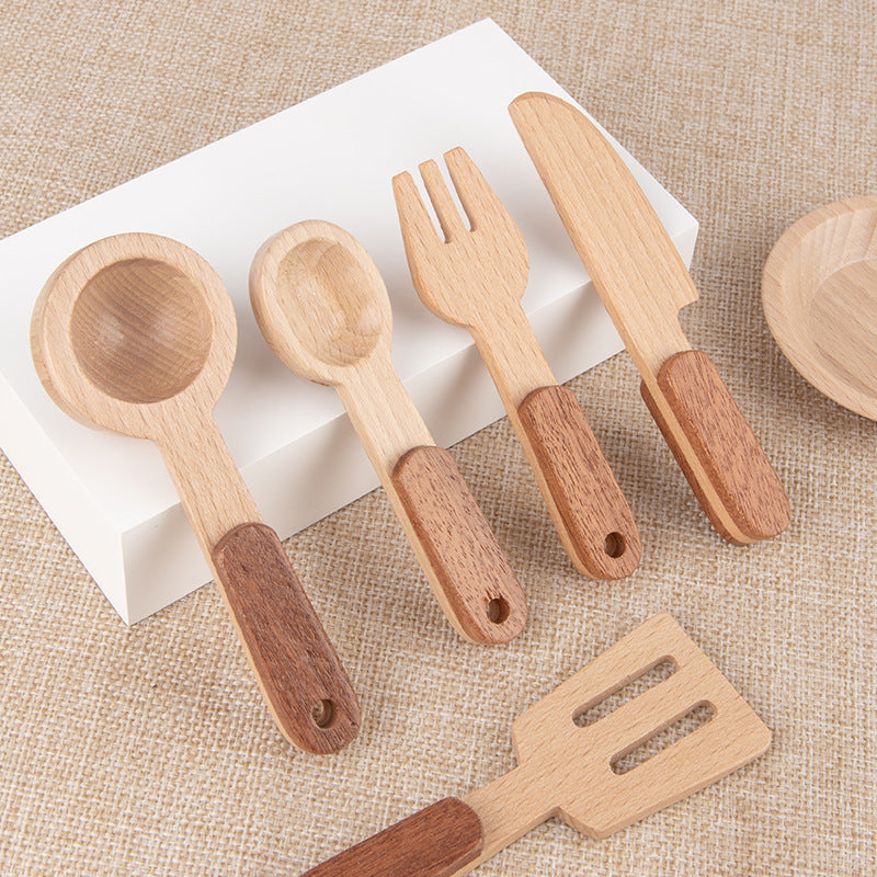 Montessori-inspired wooden kitchen playset for toddlers with realistic accessories