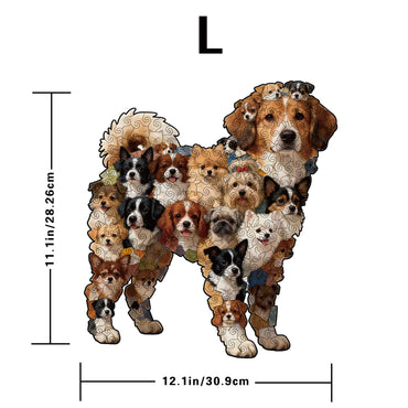 Unique shaped wooden puzzle featuring adorable dog, bone, and doghouse designs. Perfect for family fun, creativity, and home decor.