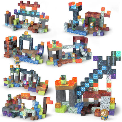 166-piece magnetic building blocks set for kids - create your own knight adventure kingdom with swords, monsters, and treasures