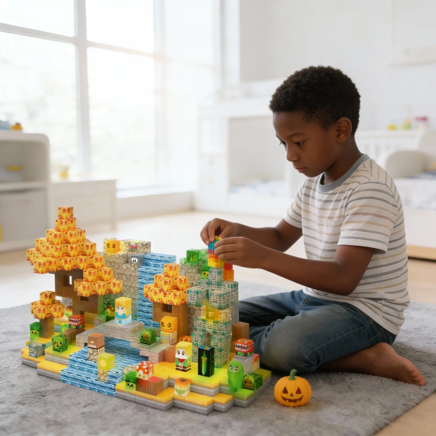 200-Piece Knight & Princess Magnetic Blocks Set - Best Building Toys for 3 Year Olds with Castle, Treasure & Monsters