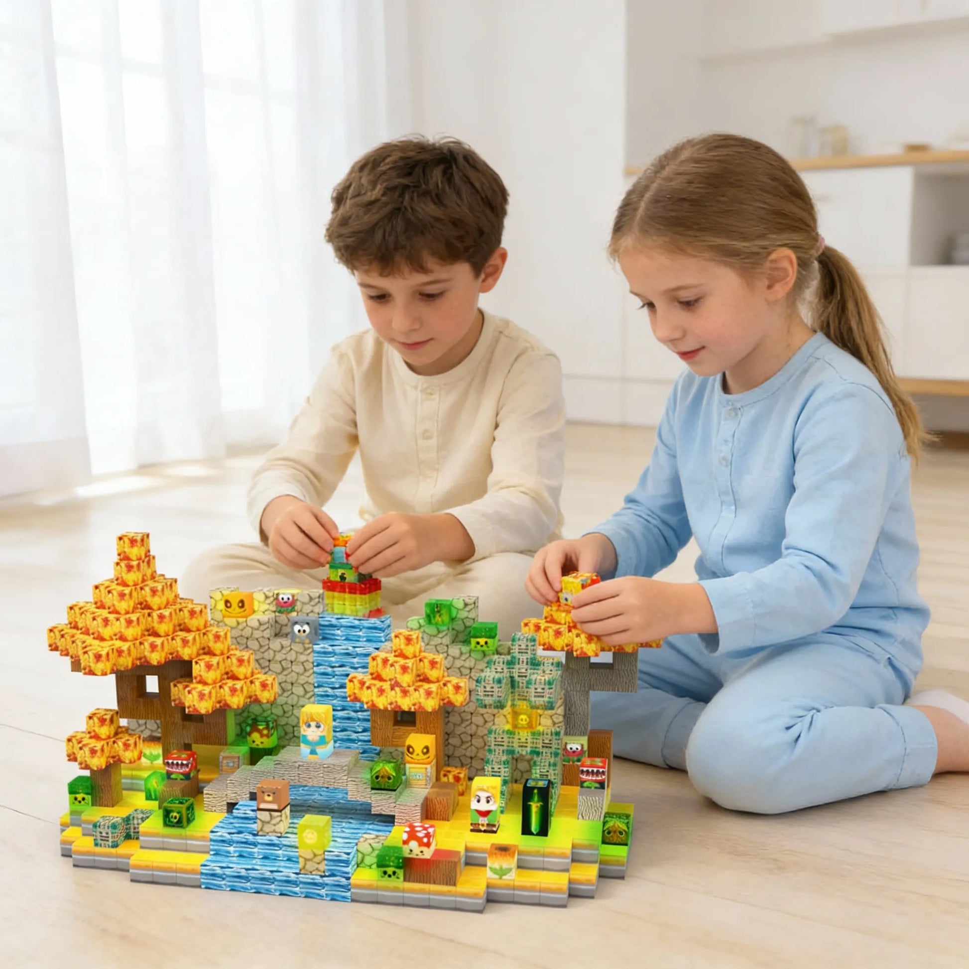 200-Piece Knight & Princess Magnetic Blocks Set - Best Building Toys for 3 Year Olds with Castle, Treasure & Monsters