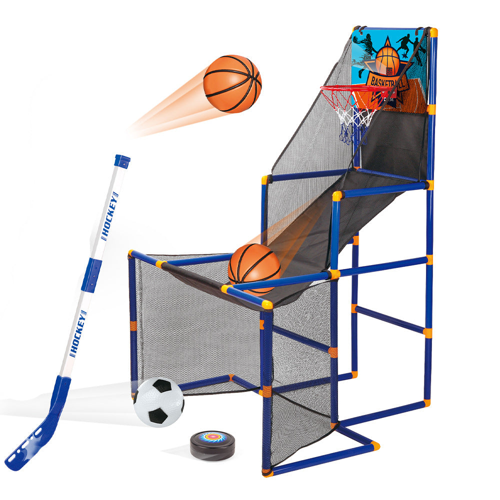 3-in-1 sports arcade game with basketball, soccer and hockey for kids