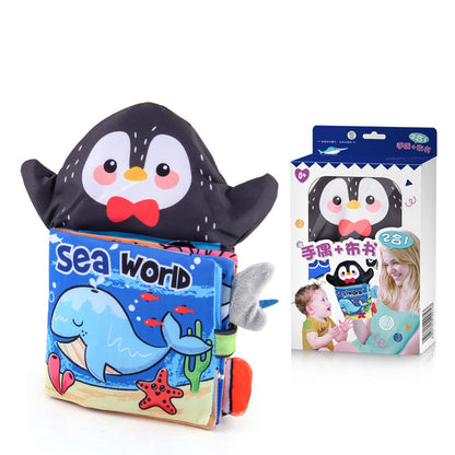 3D-Sinnesbuch mit Tierpuppen – Pinguin, Eichhörnchen und Hasenfiguren zum Lernen und Spielen für Babys