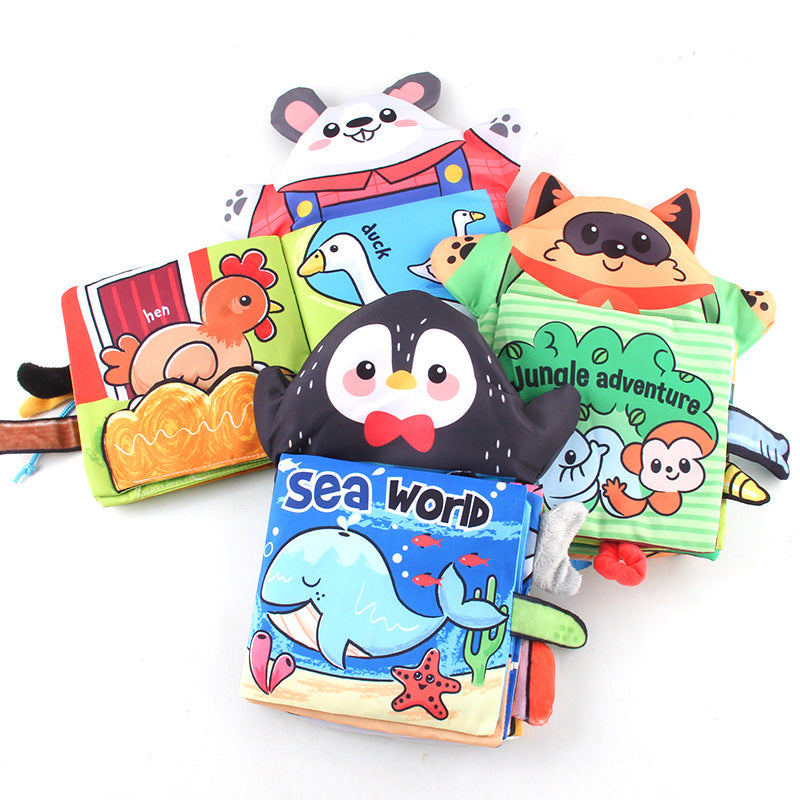 3D Sensory Book with animal puppets – penguin, squirrel, and bunny characters for baby learning and play