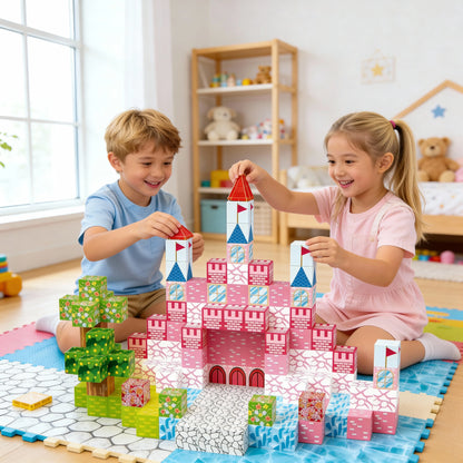 Montessori Magnetic Blocks:Pink Castle montessori