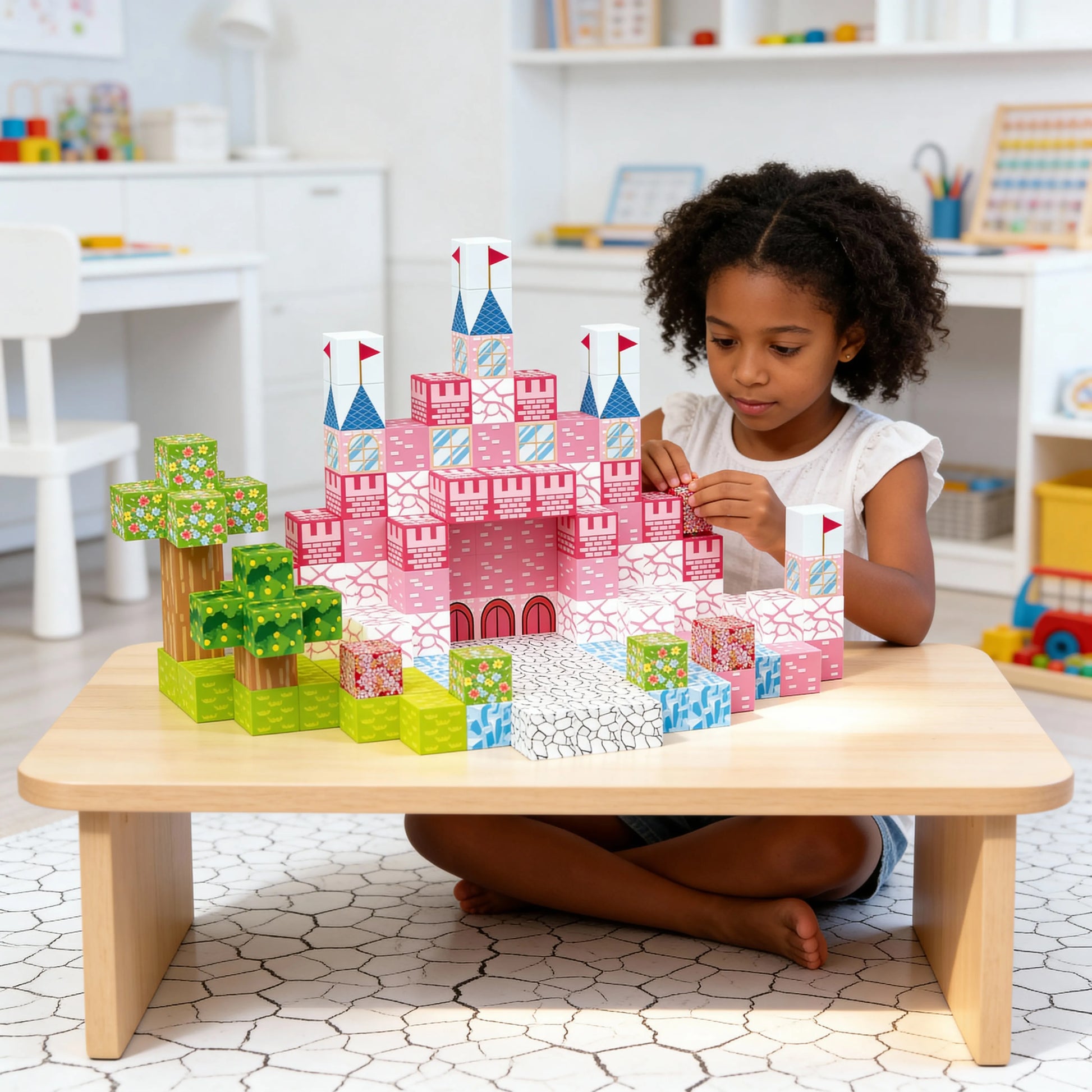 Montessori Magnetic Blocks:Pink Castle montessori