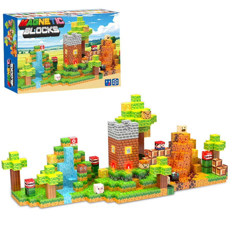 Magnetic adventure building blocks set with fantasy terrain and cute characters – best toys for 3 year olds