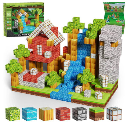 Montessori Magnetic Blocks Mountain Stream - 275pcs Magnetic Building Set with Waterfall Design