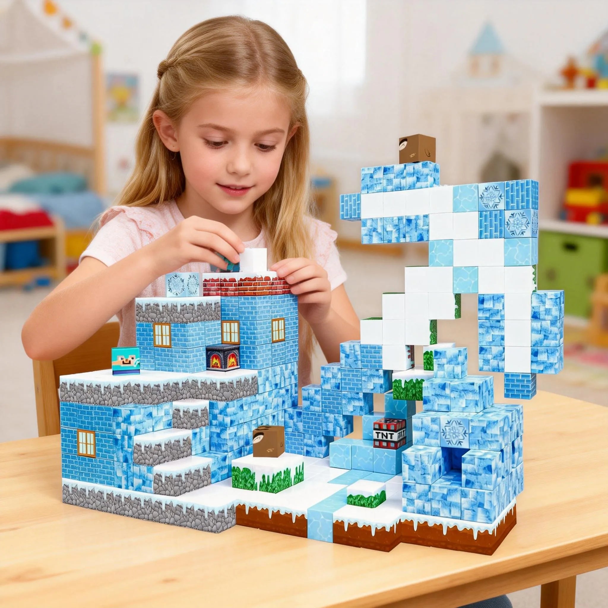 Montessori Magnetbausteine: Schneewelt Montessori