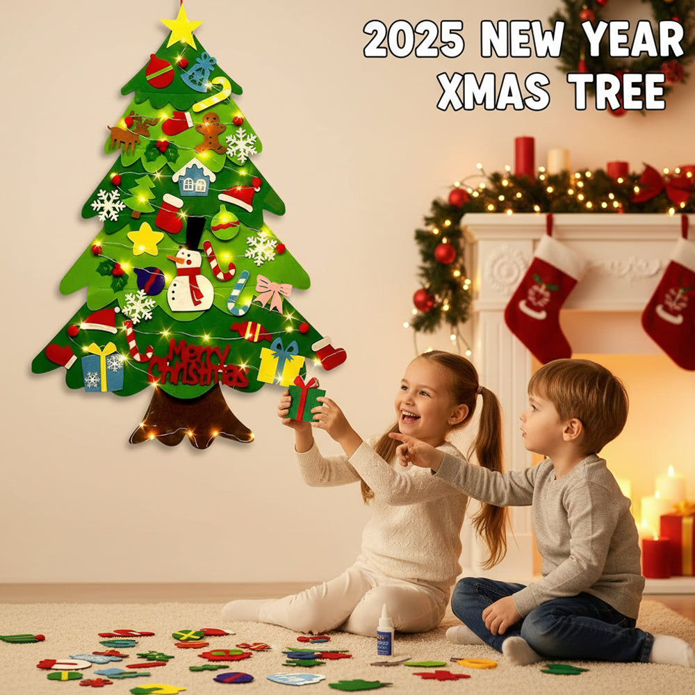  A joyful child hanging DIY Christmas ornaments on the tree, enjoying creative play with our kid-friendly decoration set.