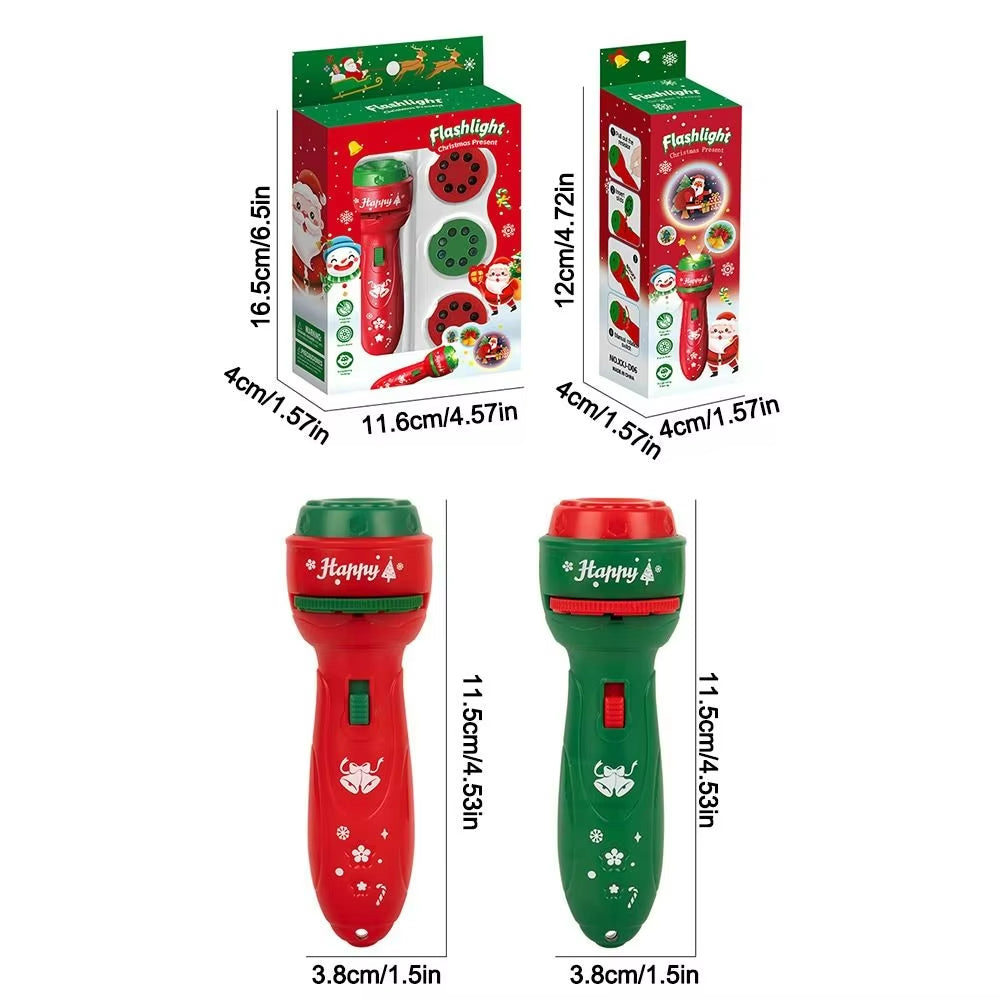 Christmas Flashlight Projector showcasing 24 festive patterns, creating a warm holiday ambiance in a living room setting