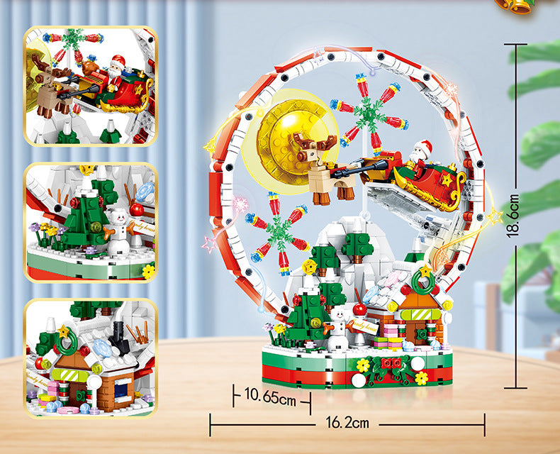 The completed model of our 878-piece creative building set, showcasing an intricate and colorful design.