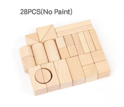 68-teiliges unlackiertes Holzbausteine-Set für Montessori-Lernen | Umweltschonende Spielzeuge für Kinder ab 3 Jahren