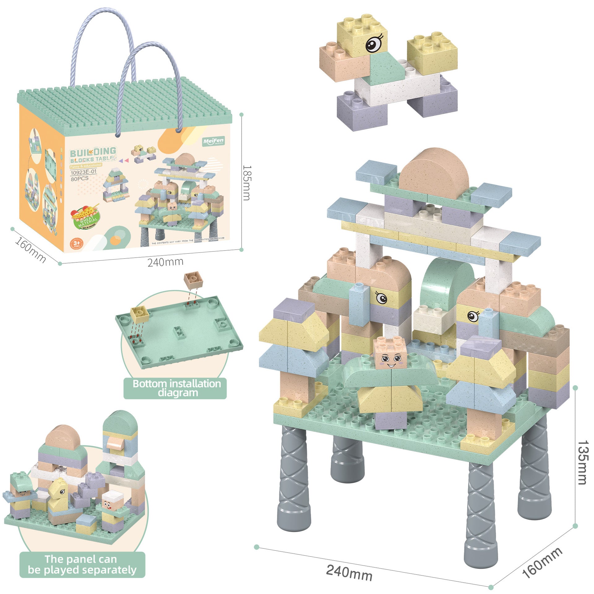 Großes STEM-Spielset für Kinder mit großen Bausteinen und einer Tischbasis