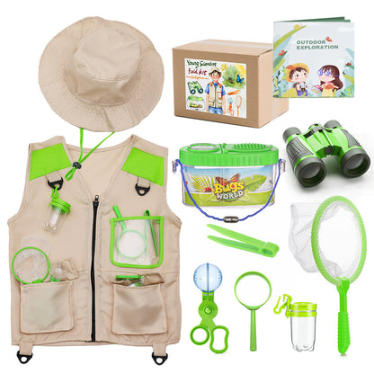 Breathable khaki explorer hat for kids, ideal for outdoor adventures.