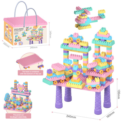 Großes, macaron-pastellfarbenes Bausteineset als STEM-Konstruktionsspielzeug für Kleinkinder