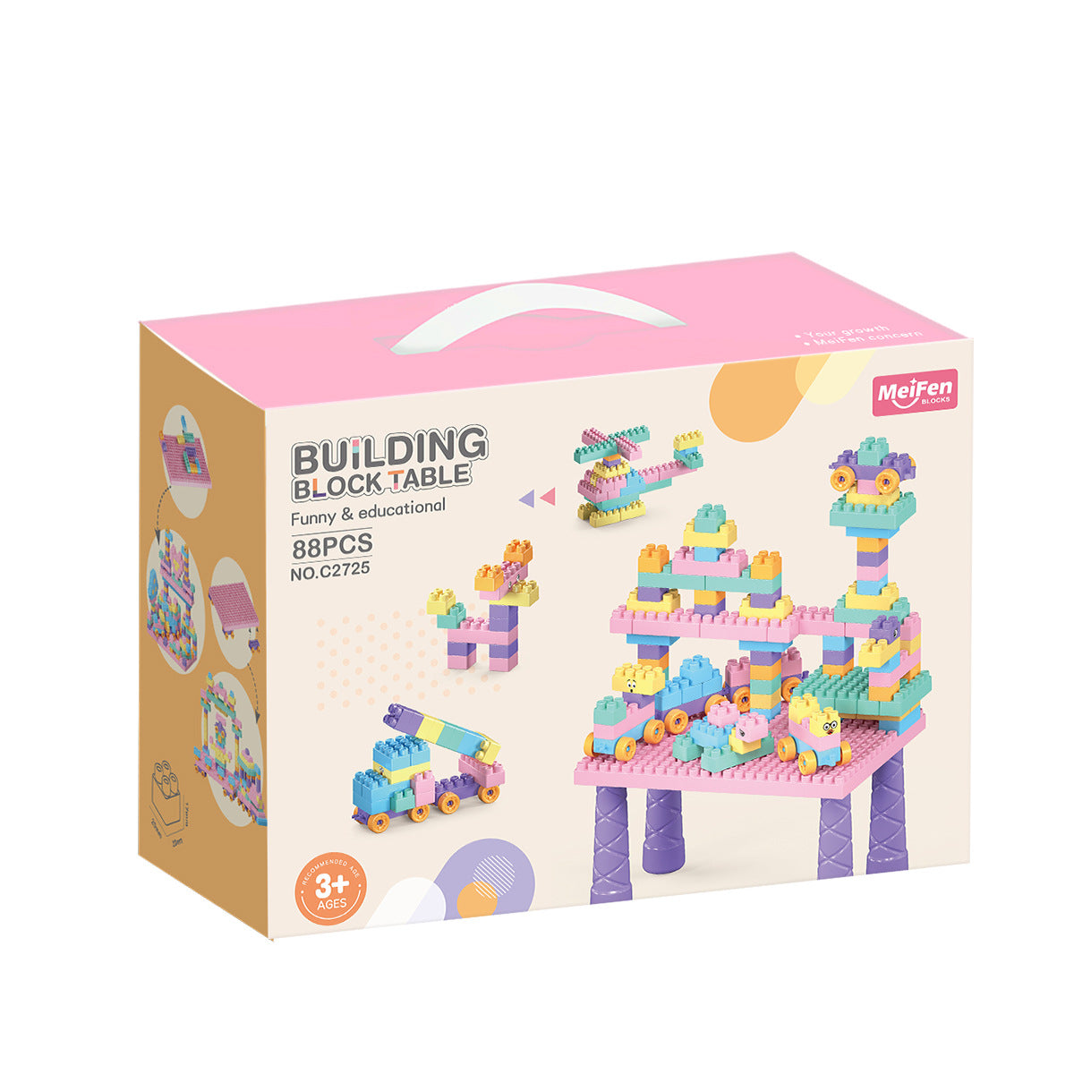 Großes Bausteineset in pastelligen Macaron-Farben für Kleinkinder – STEM-Konstruktionsspielzeug