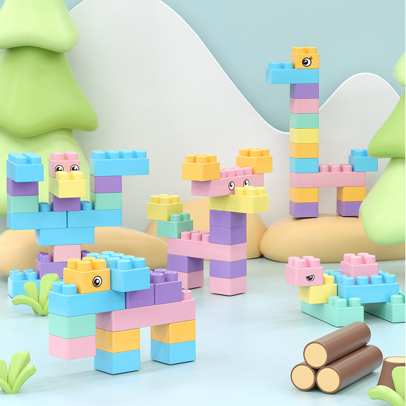 Großes pastellfarbenes Macaron-Bausteineset für Kleinkinder – STEM-Konstruktionsspielzeug
