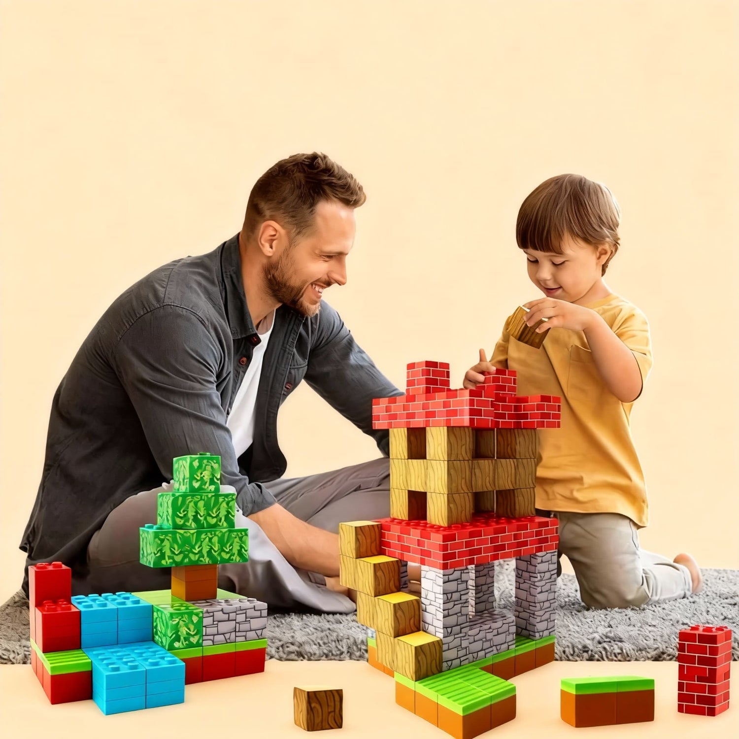 Magnetic building blocks for preschoolers aged 3+, easy to grip with strong magnets that click together for sturdy castle and track building