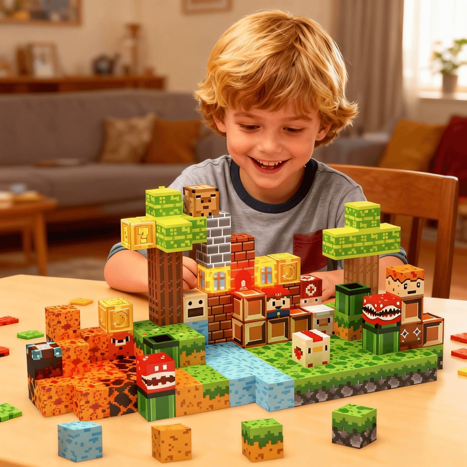 Magnetic building blocks set for kids encouraging creativity, focus, and imaginative play