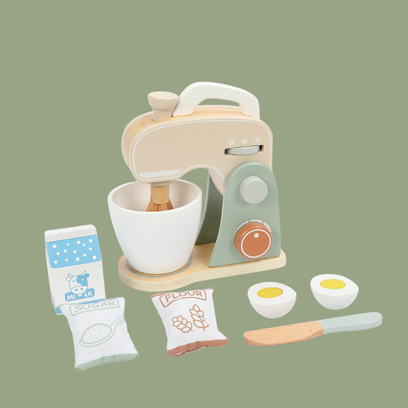 Children role-play kitchen toy set made from smooth natural wood