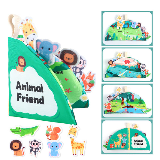 Durable tear-resistant busy book featuring sensory-rich patterns and strong Velcro for fun matching games that develop babies’ cognitive, sensory, and hand-eye coordination skills.