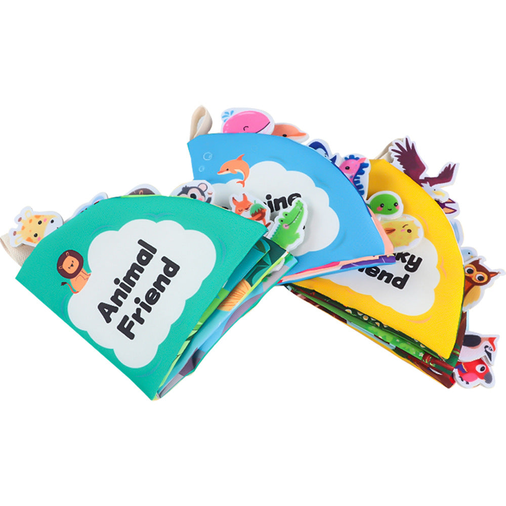 Durable tear-resistant busy book featuring sensory-rich patterns and strong Velcro for fun matching games that develop babies’ cognitive, sensory, and hand-eye coordination skills.
