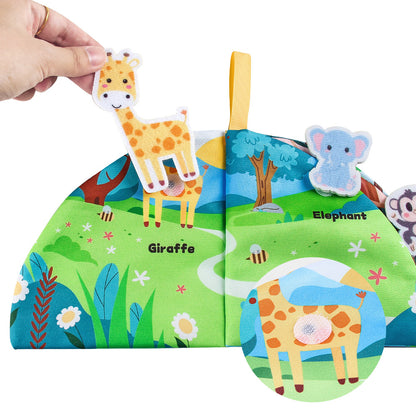 Montessori Tier-Entdeckungs-Beschäftigungsbuch – Kleinkinder passen bunte Tierstücke auf das stoffbasierte Aktivitätsbuch an