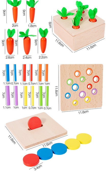 Montessori toy set with foldable storage box and colorful interactive lids