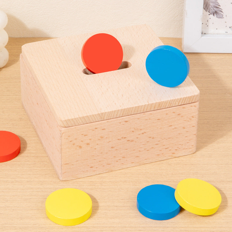 Montessori toy set with foldable storage box and colorful interactive lids