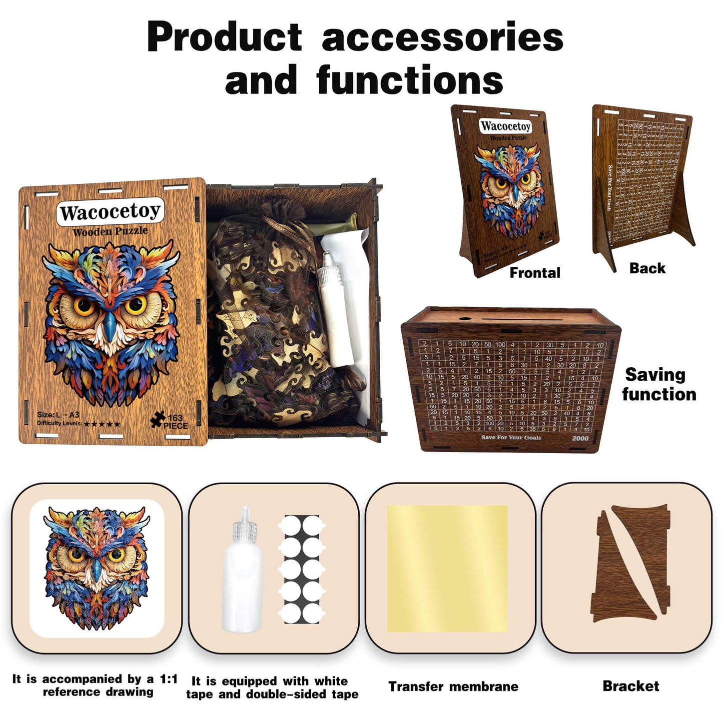 Owl wooden puzzle for kids and family fun, safe and durable educational toy