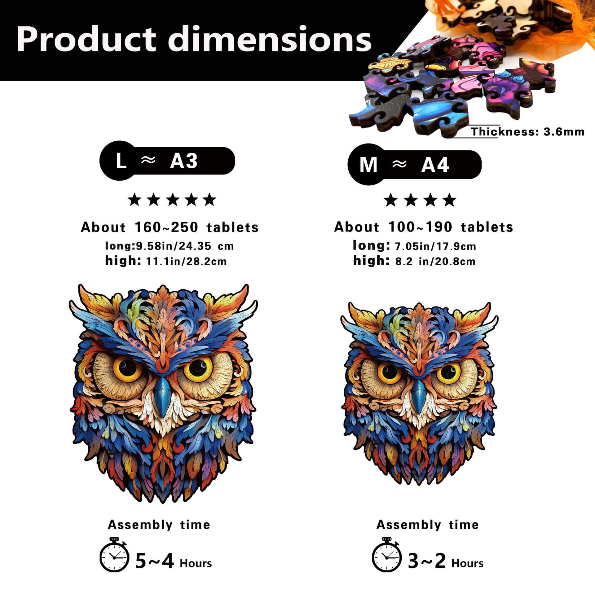 Owl wooden puzzle for kids and family fun, safe and durable educational toy