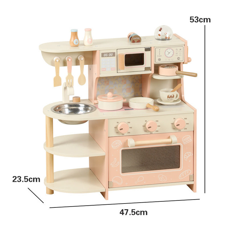 Pink Wooden Toy Kitchen Set for Kids - Realistic Pretend Play montessori