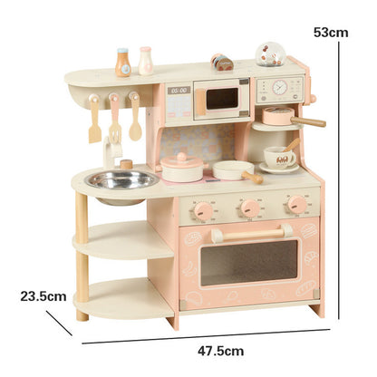 Pink Wooden Toy Kitchen Set for Kids - Realistic Pretend Play montessori