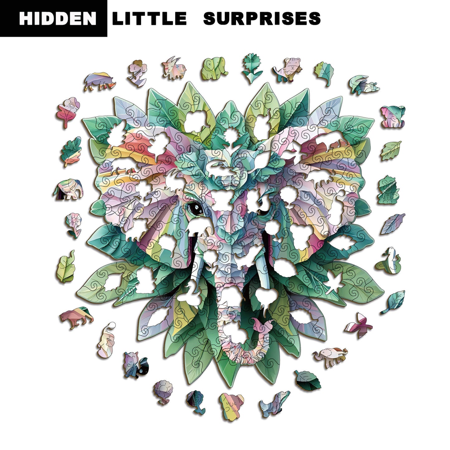 Elephant wooden puzzle displayed as home decor art