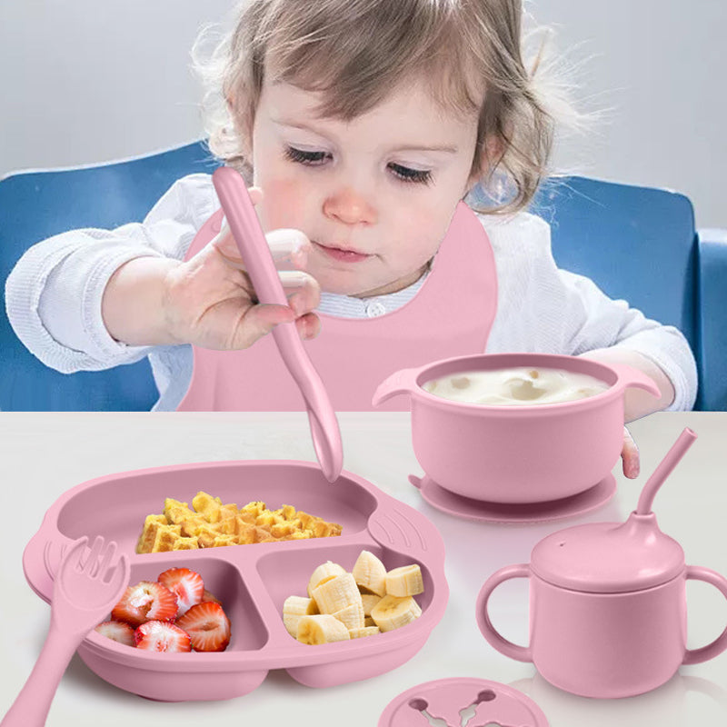 Montessori Bite Set:Baby Silicone Dinner Plate montessori