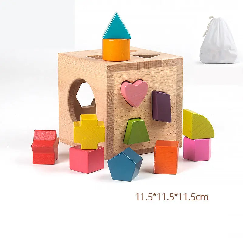 Beech Wood Geometric Blocks - Cognitive Development Toys montessori