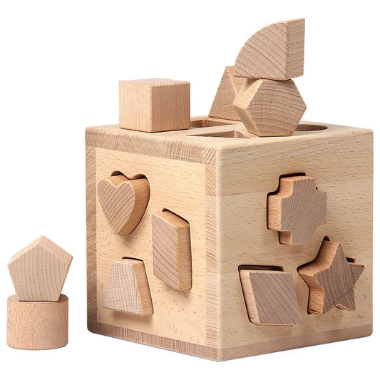 Beech Wood Geometric Blocks - Cognitive Development Toys montessori