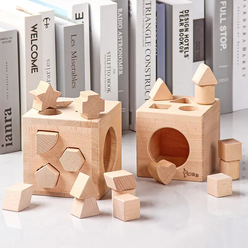 Beech Wood Geometric Blocks - Cognitive Development Toys montessori