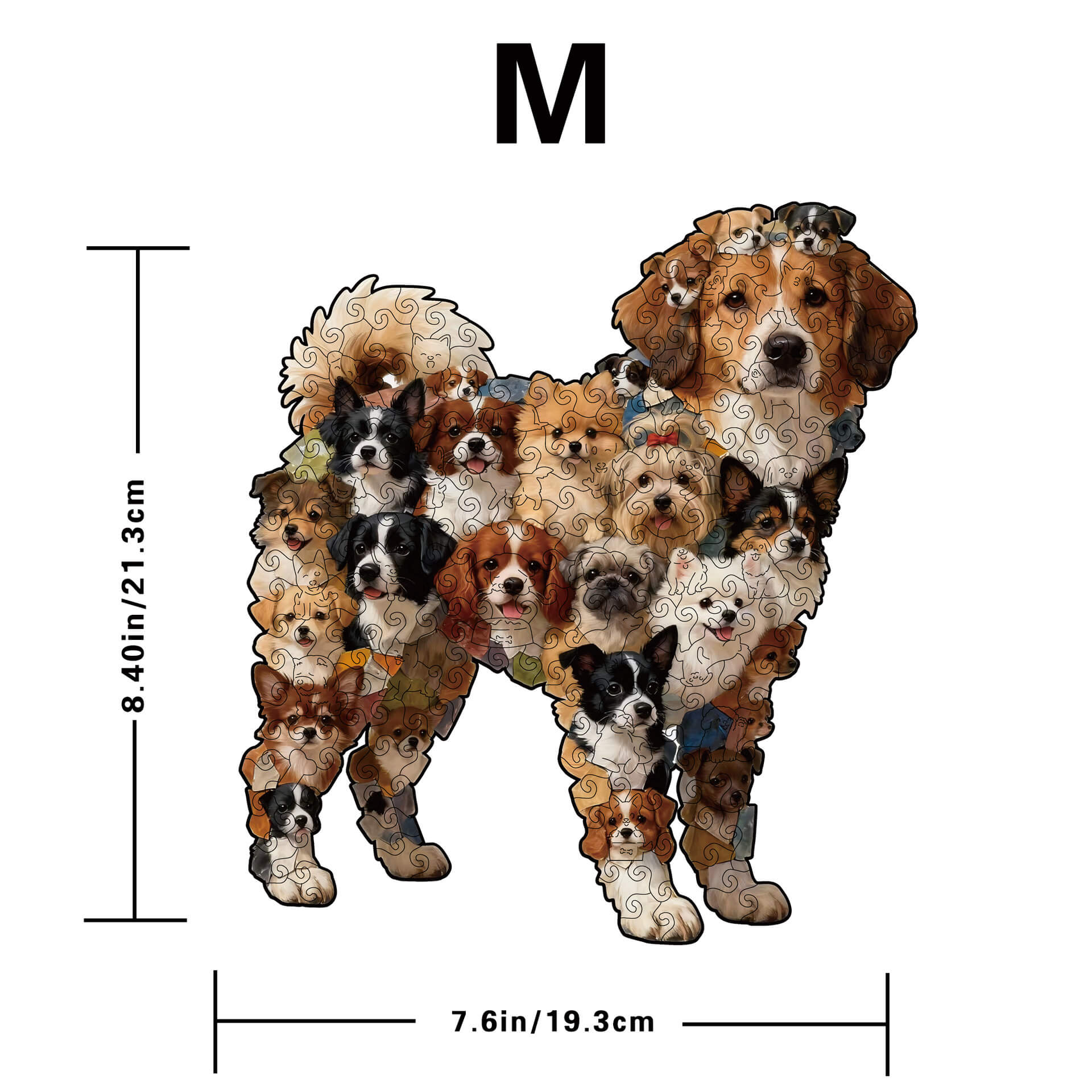 Unique shaped wooden puzzle featuring adorable dog, bone, and doghouse designs. Perfect for family fun, creativity, and home decor.