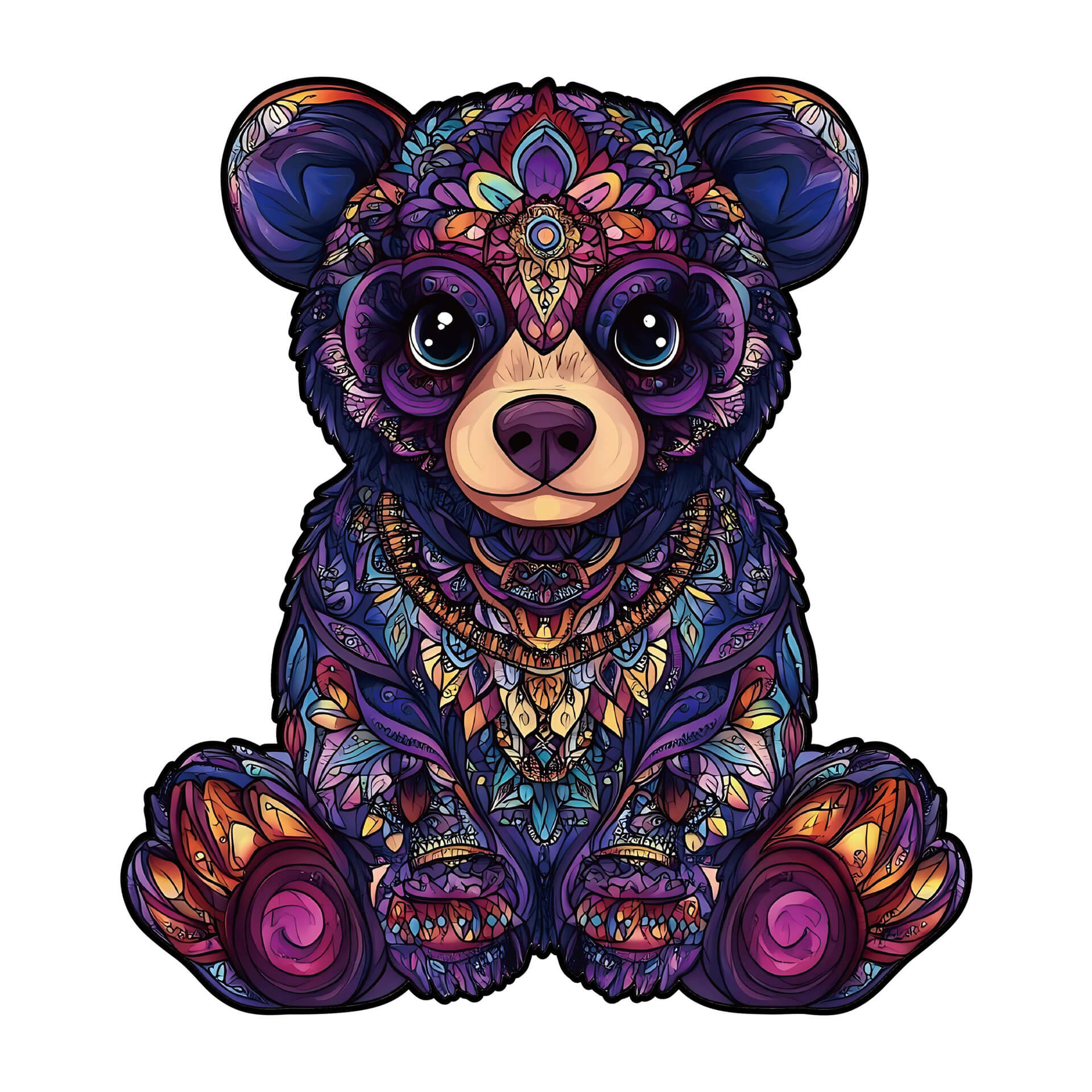 Wooden bear puzzle with unique-shaped pieces for kids aged 5 and up, educational and fun family game