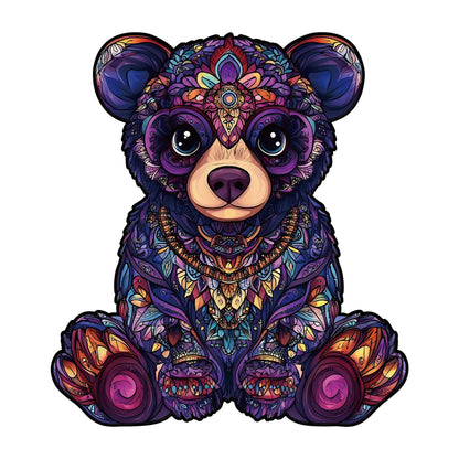 Wooden bear puzzle with unique-shaped pieces for kids aged 5 and up, educational and fun family game